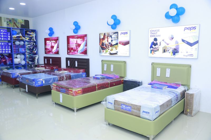 Peps Supreme and Italiano mattresses on green display beds